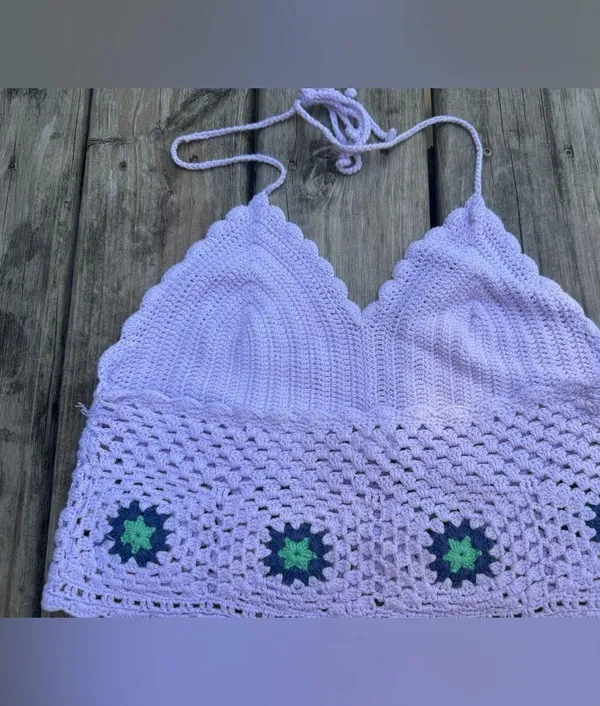 Aerie Crochet Crop Top lavender - Image 2