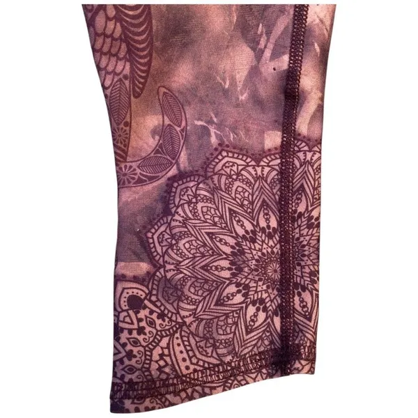 Evolution And Creation Elephant Mandala Floral Whimsical Purple Leggings Size M - Image 6
