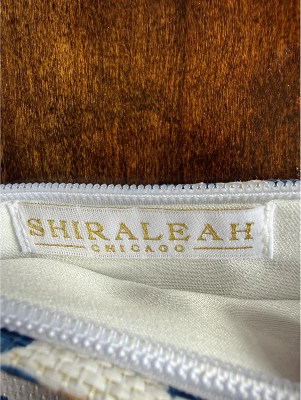 Shiraleah Chicago Bride Cosmetic Bag with Blue Leaf Print and Tassel - Image 2