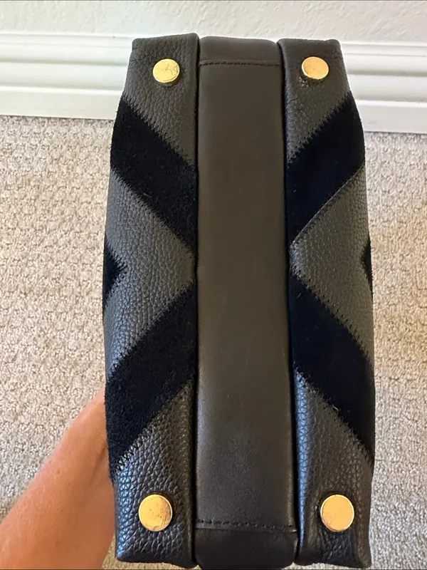 Michael Kors Rollins Small Chevron Satchel Top Handle Bag Black Purse - Image 6
