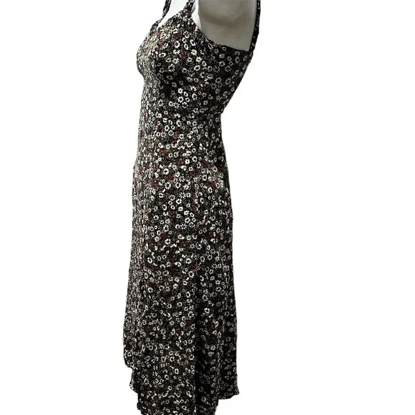 Zara Women’s Black Floral Spaghetti Strap Midi Dress Size S - Image 4