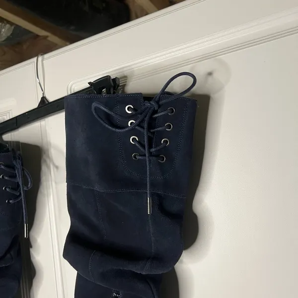 Matisse Camila Navy Suede Slouch Knee High Boots - Image 6