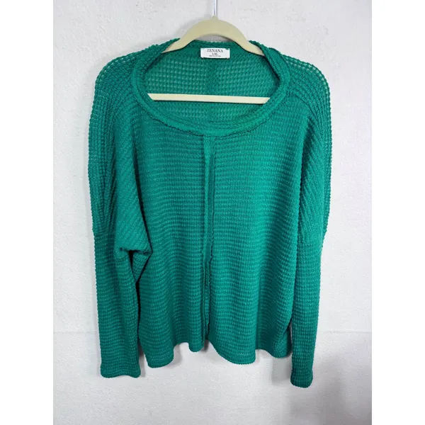 Zenana Waffle‎ Knit Sweater Boho Cottagecore Slouchy Pullover Women's L/XL - Image 7