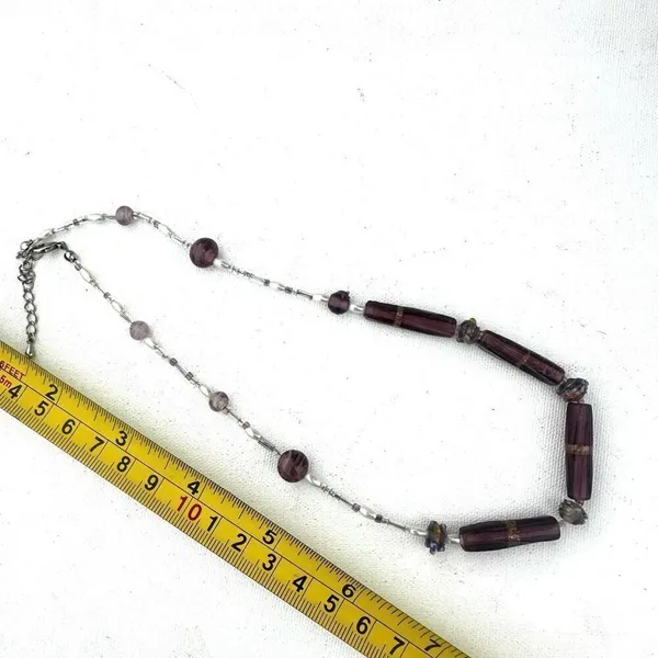 Purple faux pearl glass beaded necklace - Image 5