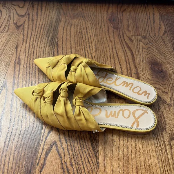 Sam Edelman Shanti Knotted Trim Pointed Toe Slide Mules Tuscan Yellow Size 8 - Image 2
