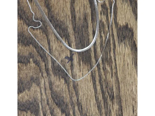 NEW A New Day Box Chain Necklace Set 2 Piece Silver Gray 18" + 3" 20" +3" - Image 3