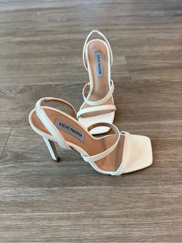Steve Madden White Slingback High Heel Sandals in Grade White, Size 5.5 - Image 5