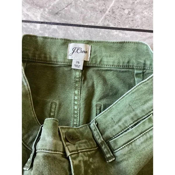 J.Crew Slim Wide Leg Pants Olive Green High Rise Crop AV814 Womens 26 - Image 5