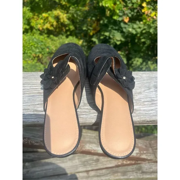 No Brand Black Faux Suede Mules Sz 42 (11.5) NIB - Image 5