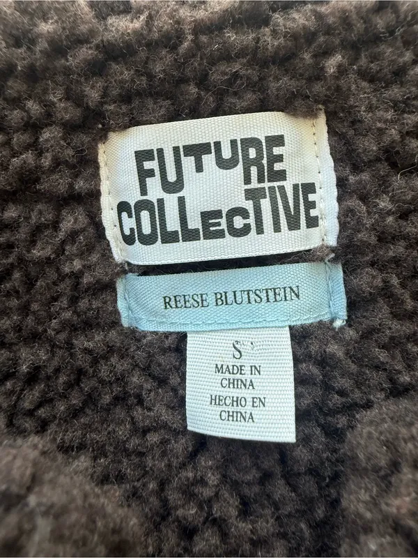 Future Collective Reese Blutstein Faux Shearling Vest Dark Brown Size Small - Image 6