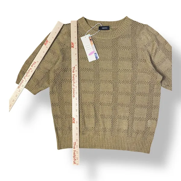 Dokotoo‎ NWT 3/4 Sleeve Scoop Neck Knit Blouse Womens Size L Brown - Image 3
