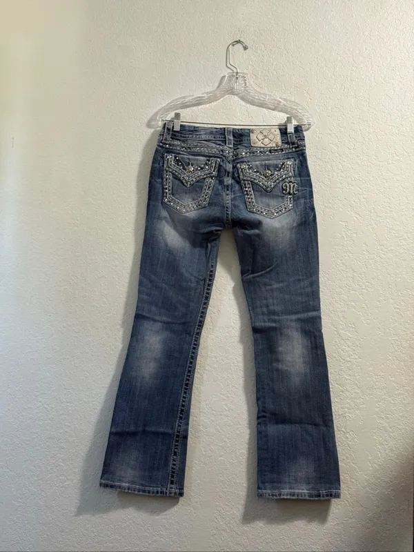 Miss Me Jeans Women 27 Bootcut Whiskered Medium Wash Denim Pants easy boot - Image 4