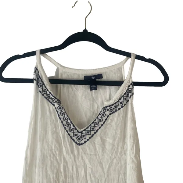 Gap Women's Size XS White Blue Boho Flowy Embroidered‎ Top Festival Summer - Image 2