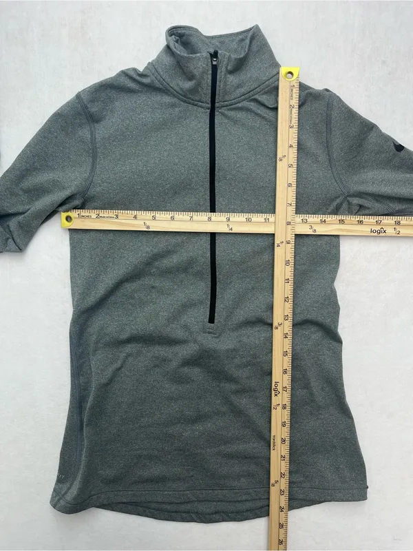 Nike Pro Dri-FIT Womens Gray Half-Zip Pullover Mock Neck w/Thumbholes Medium - Image 10