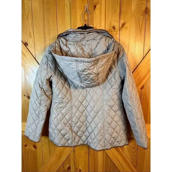 London Fog hooded quilted Jacket khaki size small (6617) - Image 8