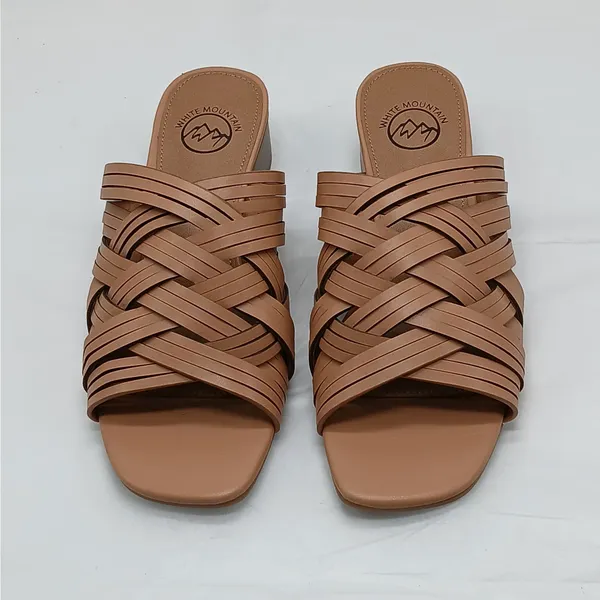 White Mountain Women's Sandals Slides Size 8M Brown Slip On Minimalist Shoes - Image 2