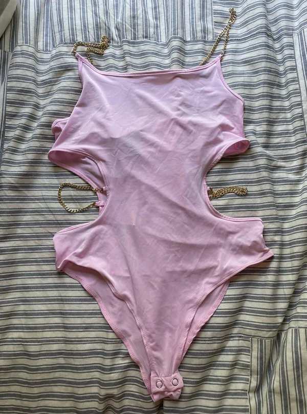 pink gold chain bodysuit - Image 3