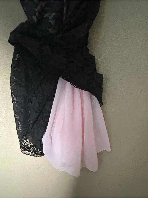 Black Lace Overlay V-Neck Chemise Slip dress - Lingerie fully lined Large - Image 5