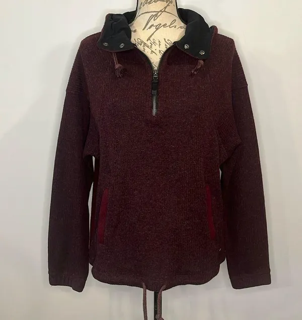 prAna Hartlie wool blend pullover half zip jacket mulled wine M - Image 2