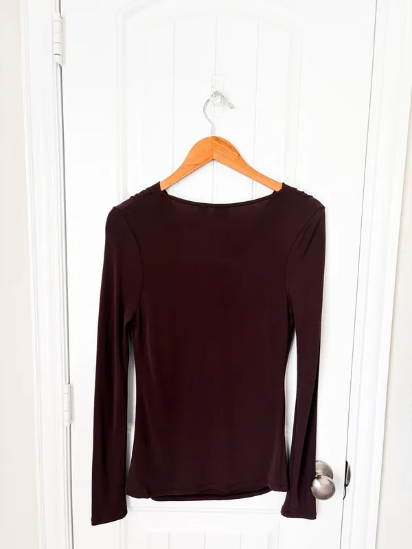 BOSS Esayana Cowl Neck Top Brown Long Sleeve Size Small - Image 3