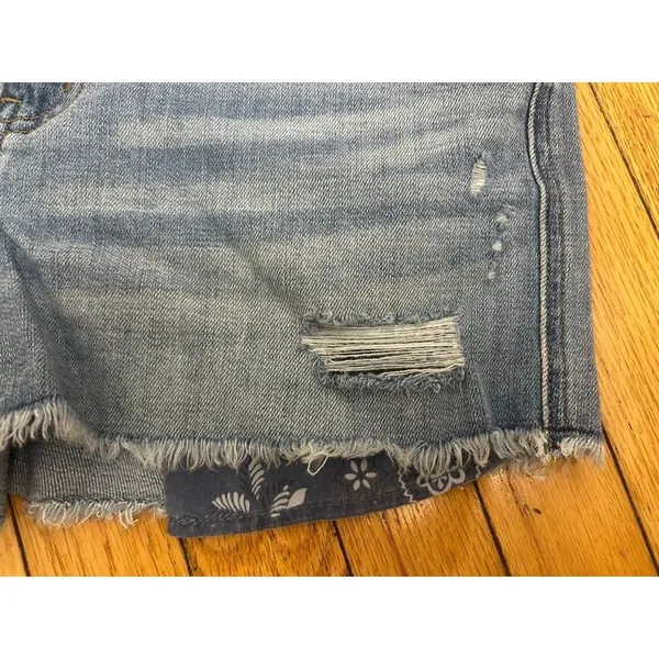 Aerie Daydream Denim Shorts Women M Blue Wash Distressed Cutoff Elastic Waist - Image 5