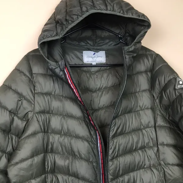 Harvey & Jones Women's Olive Green Nylon Long Line Hooded Puffer Coat - Image 10