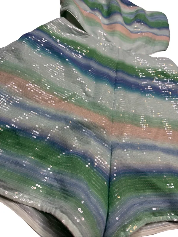 🩵✨ Hutch Sequin Watercolor Cutout‎ Halter Romper Size 8 ✨🩵 - Image 3