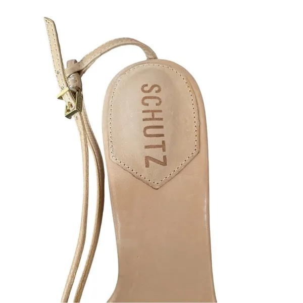 Schutz NWOB Vikki Leather Lace-Up Strappy High Heel Sandals in Nude size 8 - Image 6