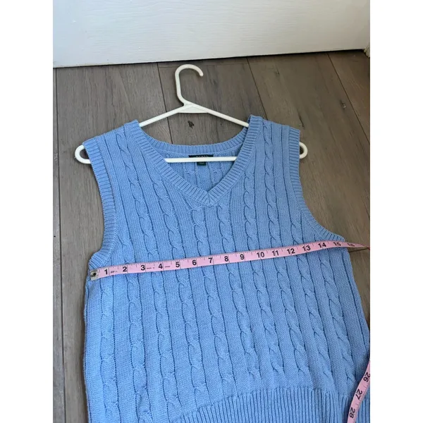 Wild Fable Preppy Blue Sweater Cable Knit Sleeveless Vest Juniors M - Image 6