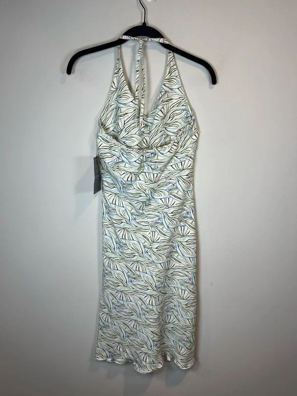 Of the Earth Halter Dress Botanical Print Beige Neutral Summer Midi NEW Sz Small - Image 6