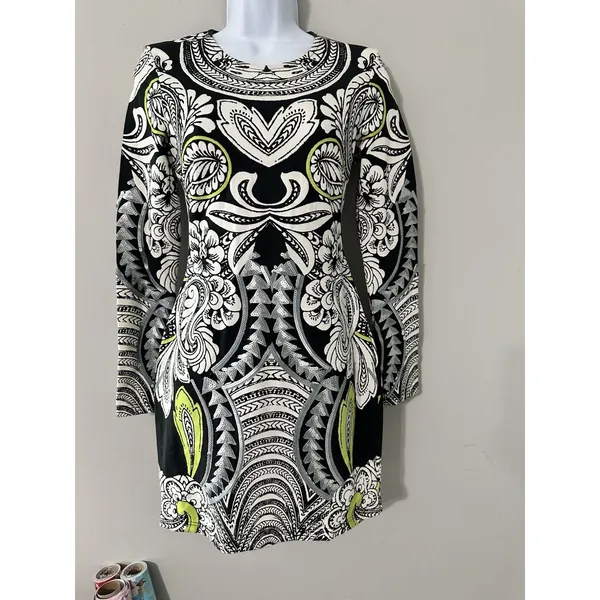 MINKPINK Highest Tower Embellished Mini‎ Dress Sequins Black Neon Lime Size S - Image 3