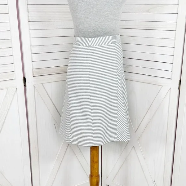 Michael Michael Kors Striped Knit Panel A-line‎ Skirt White Grey 4 - Image 3