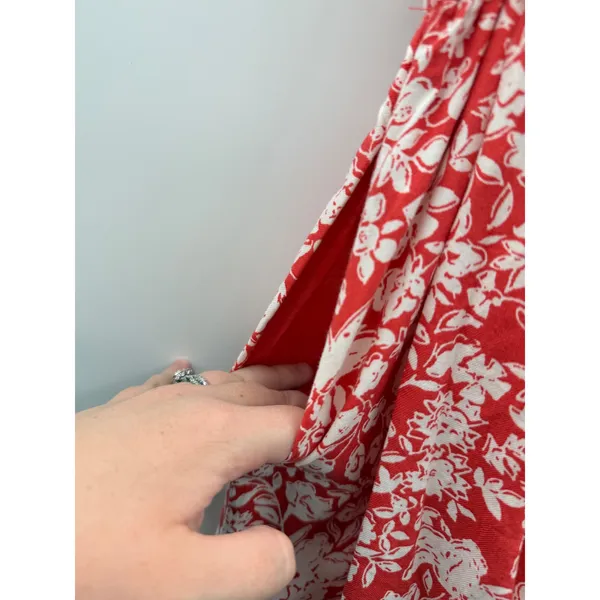 Universal Thread Floral Midi Dress Womens S Red White Cotton Cutout Back‎ NWT - Image 3