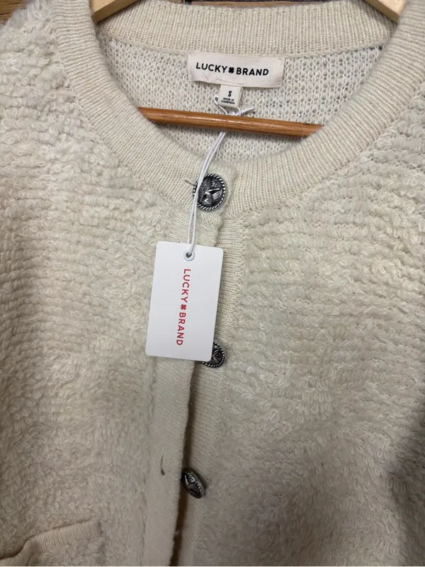 Lucky brand cream button front cardigan size small - Image 4