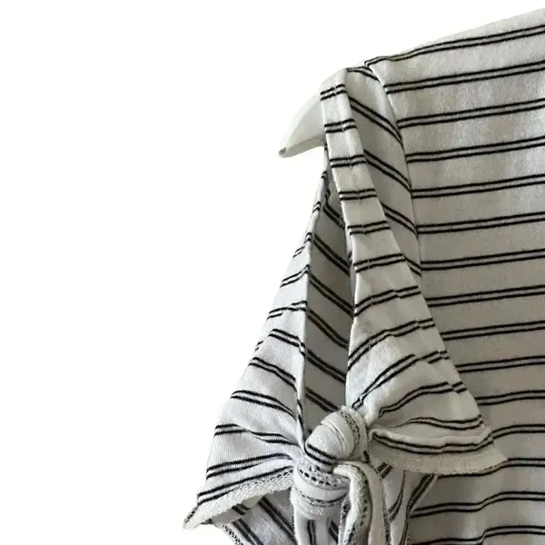 J Crew Black White Stripes Cold Shoulder Round Neck Short Sleeves Tshirt S #1707 - Image 5