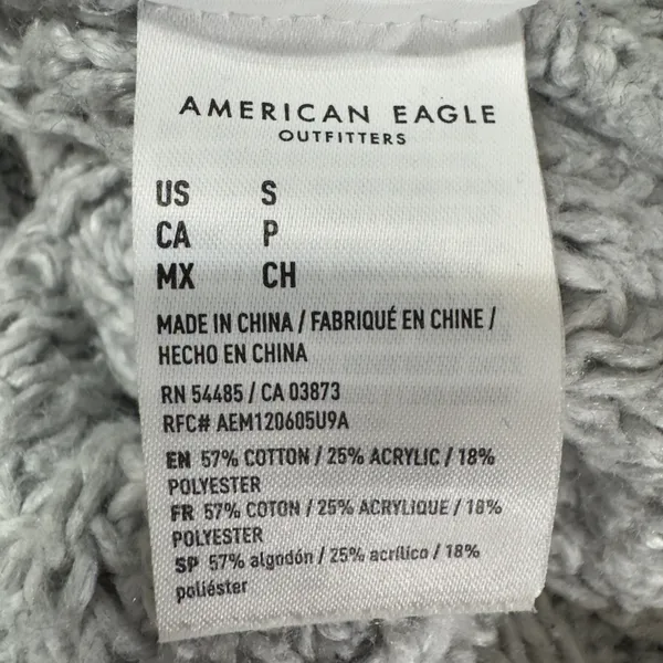 3276 | American Eagle Cable Knit Cropped V-Neck Sweater Gray Womens Small - Image 6