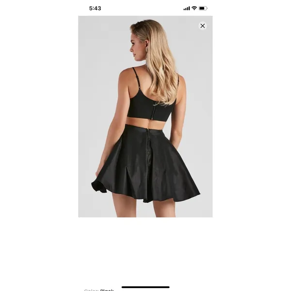 Windsor Black Satin Fit-and-Flare Spaghetti Strap Cutout Dress Size 5/6 - Image 2