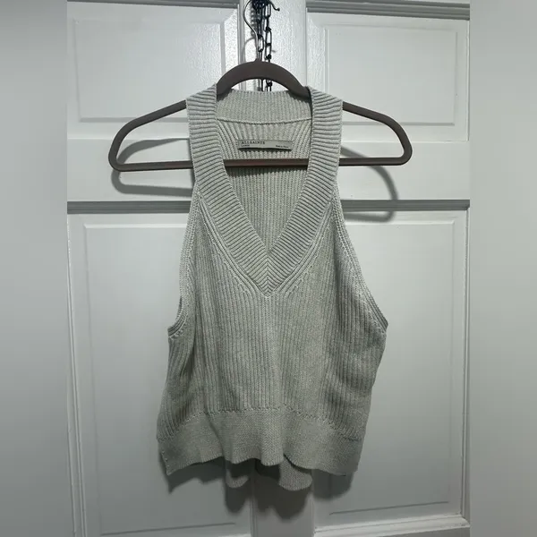 Allsaints Manson Cropped Knit Sweater Vest Size Large EUC - Image 2