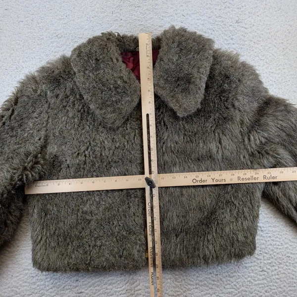 Vintage Brown Faux Fur Cropped Jacket Zip Up Collared Coat Womens Small 60s 70s - Image 6