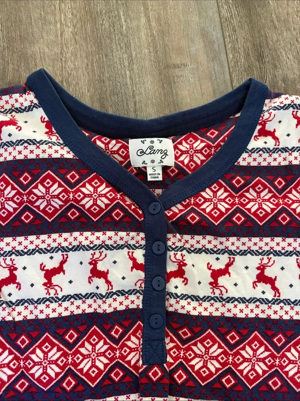 Lanz 2 piece Fair Isle Reindeer Winter Pajama Set small - Image 6