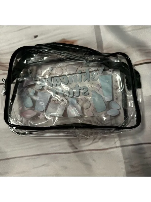 Clear Skincare Stuff Bag with Colorful Graphics - Image 2