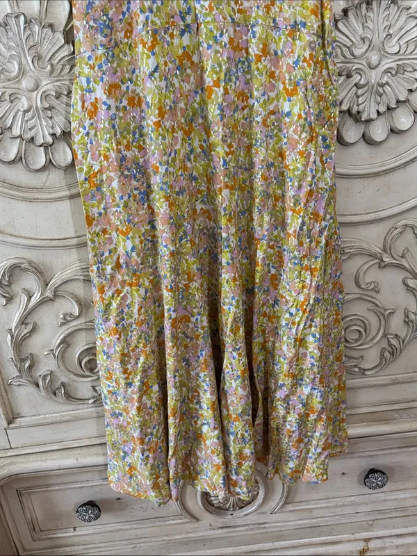 MSK Floral Yellow Rayon Sundress - Lightweight Women's Dress Size Medium - Image 7