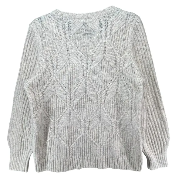Talbots Sweater Womens XL‎ 0X Cream Diamond 3D Knit Pullover Cottage Fisherman - Image 4