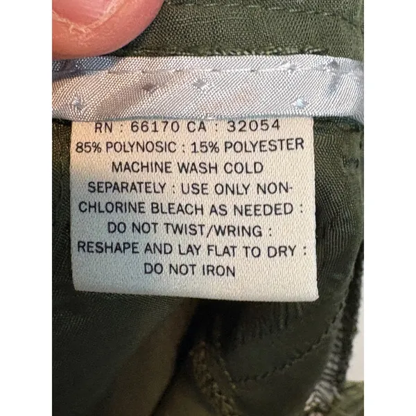 Anthropologie Coquille Olive Green Paperbag Waist Tapered Ankle Pants with Tie - Image 10
