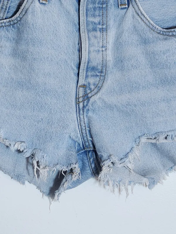 Levi's 501 Light Wash Cutoff Denim Shorts Size 27 - Image 2