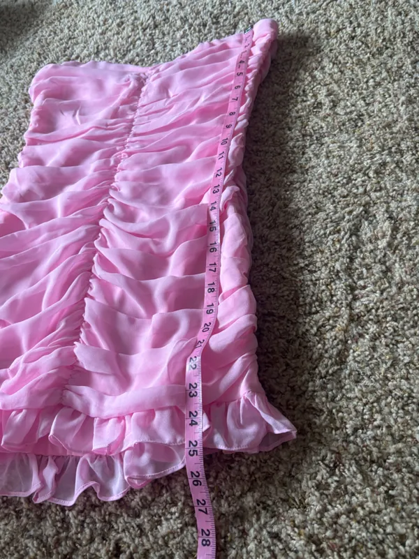 For Love & Lemons Pink Strapless Ruched Mini Dress - Image 7
