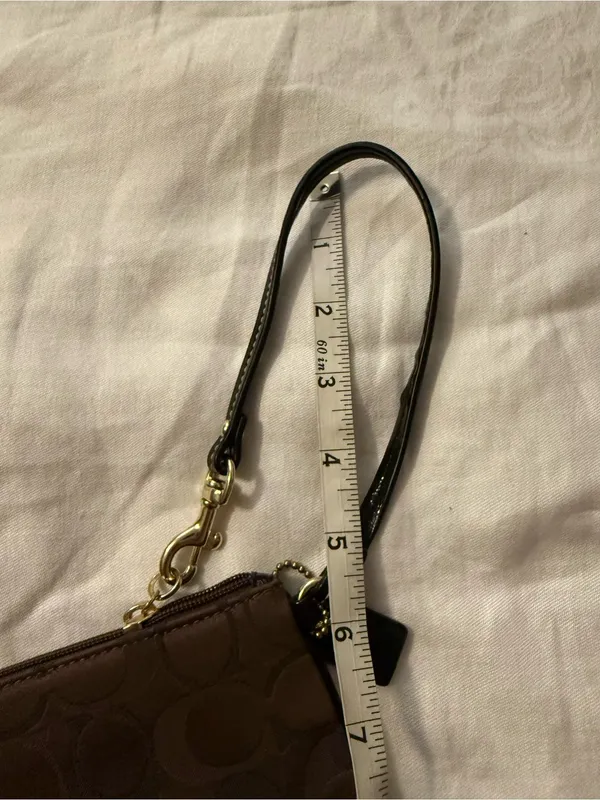 Coach Brown and Black Signature Canvas Wristlet - Image 7