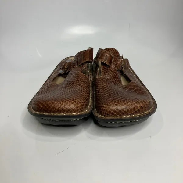 Alegria‎ classic slip on clogs brown croc embossed leather women's size 39 - Image 2