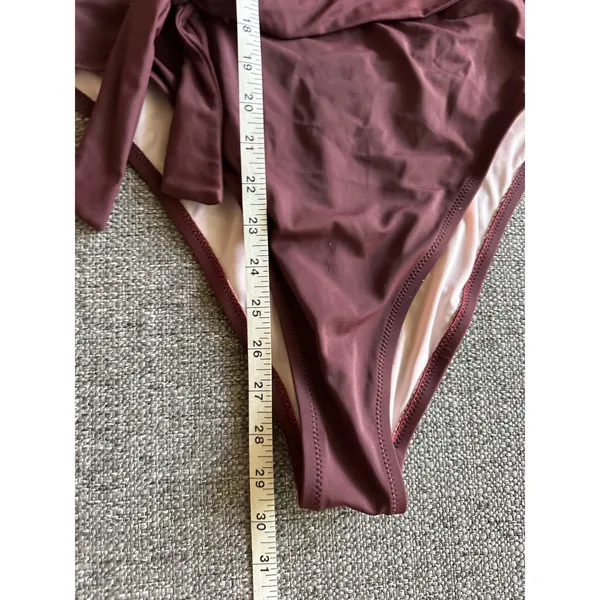 Shade‎ & Shore Womens Burgundy Wrap Tie Waist One Piece Swimsuit Size L EUC - Image 9