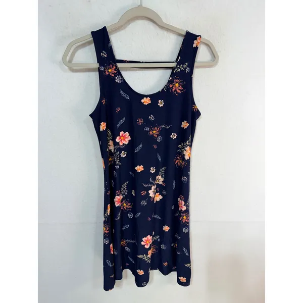 Mudd Dress Floral Sleeveless Midi Women's S Navy Blue Boho Summer Y2K - Image 2